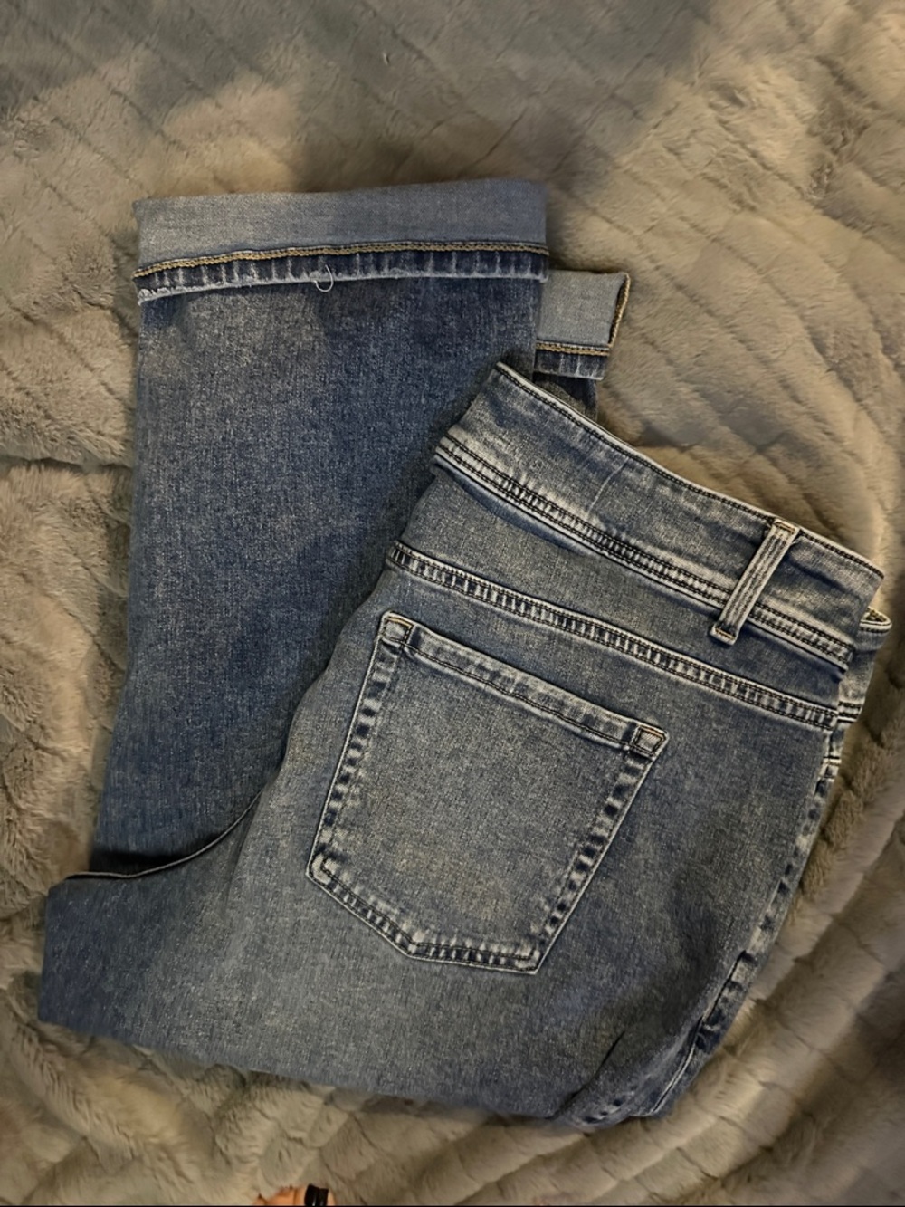 Maurice's Plus Women's Blue Stretch Mid-Rise Crop Jeans.